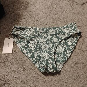 NWT Mikoh Green And White Floral Bikini Bottom Sz L